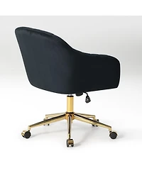 WestinTrends Upholstered Velvet Swivel Vanity Office Chair With Wheels