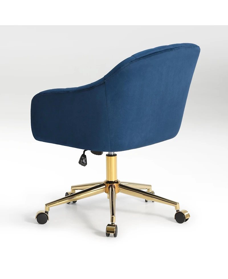 WestinTrends Upholstered Velvet Swivel Vanity Office Chair With Wheels