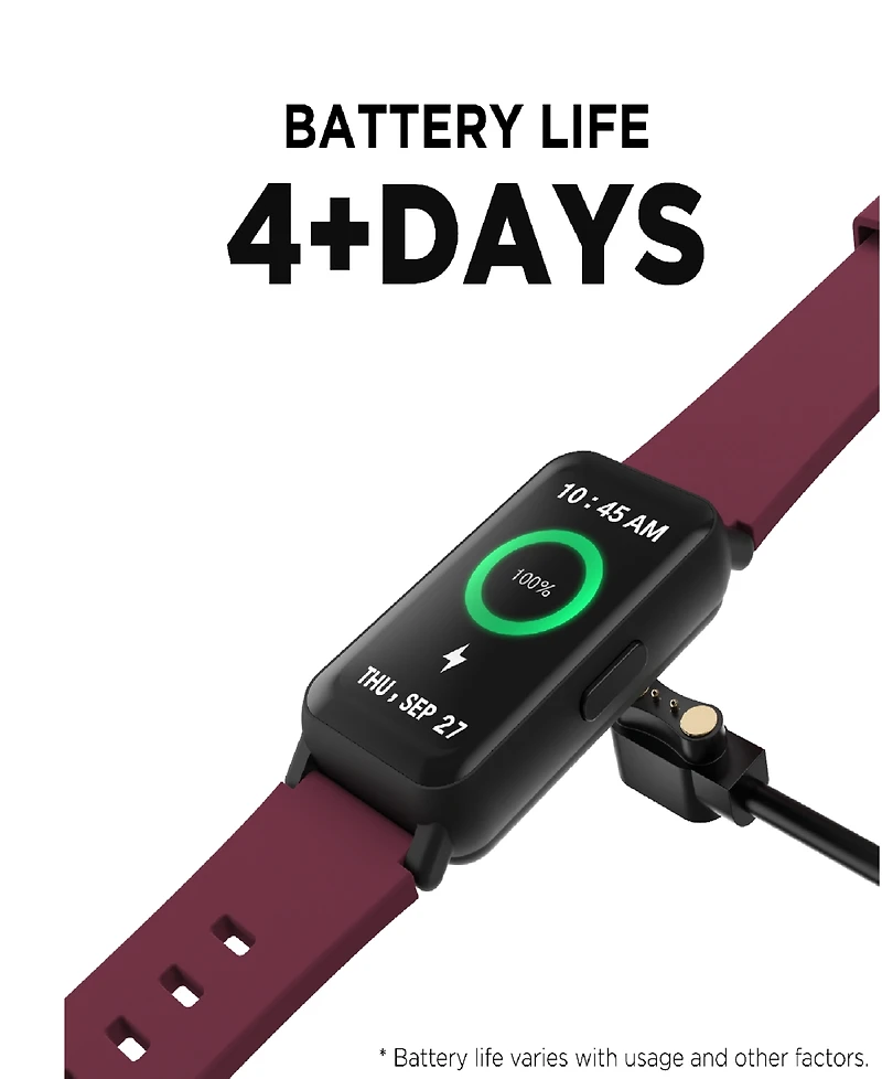 iTouch Active 4 Unisex Burgundy Silicone Strap Smartwatch Fitness Tracker 42.7mm