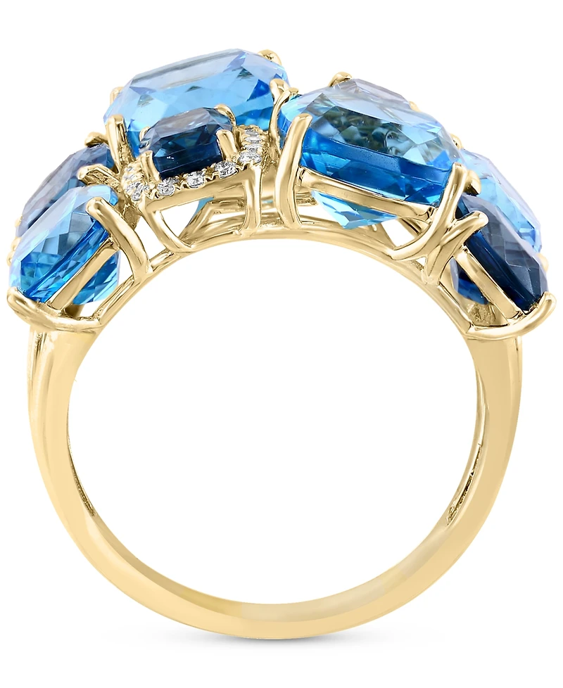 Effy Blue Topaz (11-3/4 ct. t.w.) & Diamond (1/6 Cluster Statement Ring 14k Gold