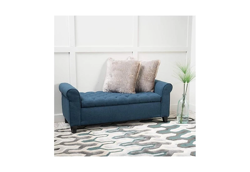 Streamdale Contemporary Button-Tufted Storage Ottoman with Rolled Arms