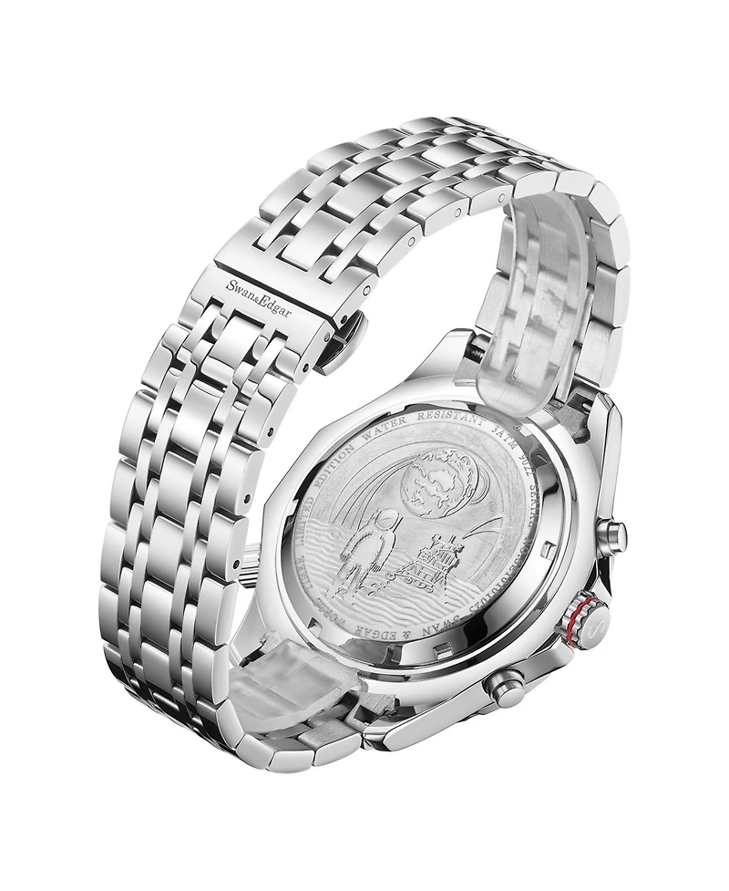 SE01000S Swan & Edgar Hand Assembled World Timer Mechanical Quartz Hybrid Orange