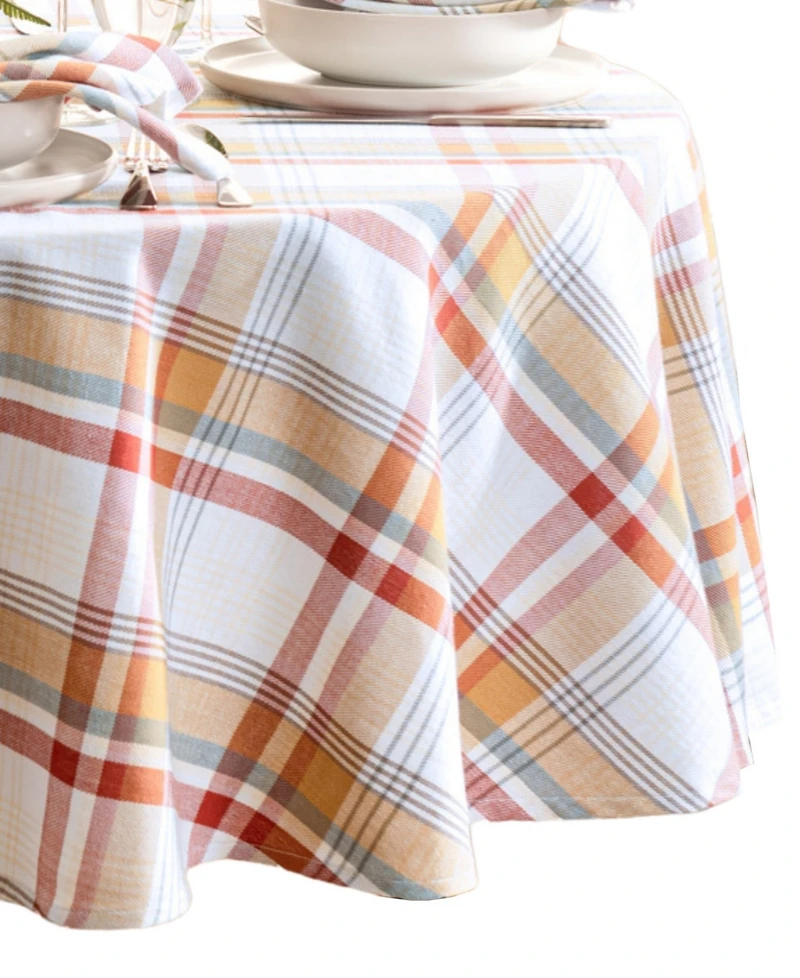 Elrene Seneca Plaid Harvest Cotton Round Tablecloth, 70"