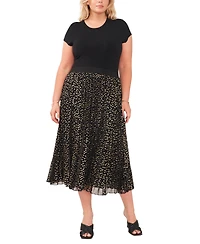 Vince Cameo Plus Foil-Dot Pleated Midi Skirt