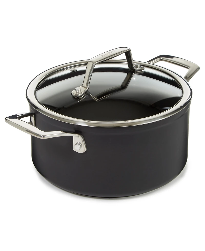BergHOFF Essentials Non-stick Hard Anodized 8" Stockpot 3.3qt. With Glass Lid, Black