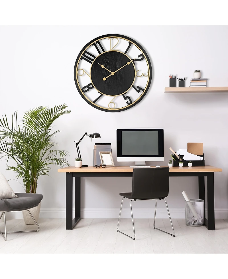 Sorbus 24" Modern Wooden Wall Clock - Sleek Design, Analog Display