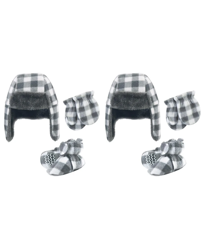 Hudson Baby Boys Unisex 6Pc Trapper Hat, Mitten and Bootie Set