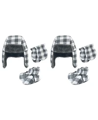 Hudson Baby Boys Unisex 6Pc Trapper Hat, Mitten and Bootie Set
