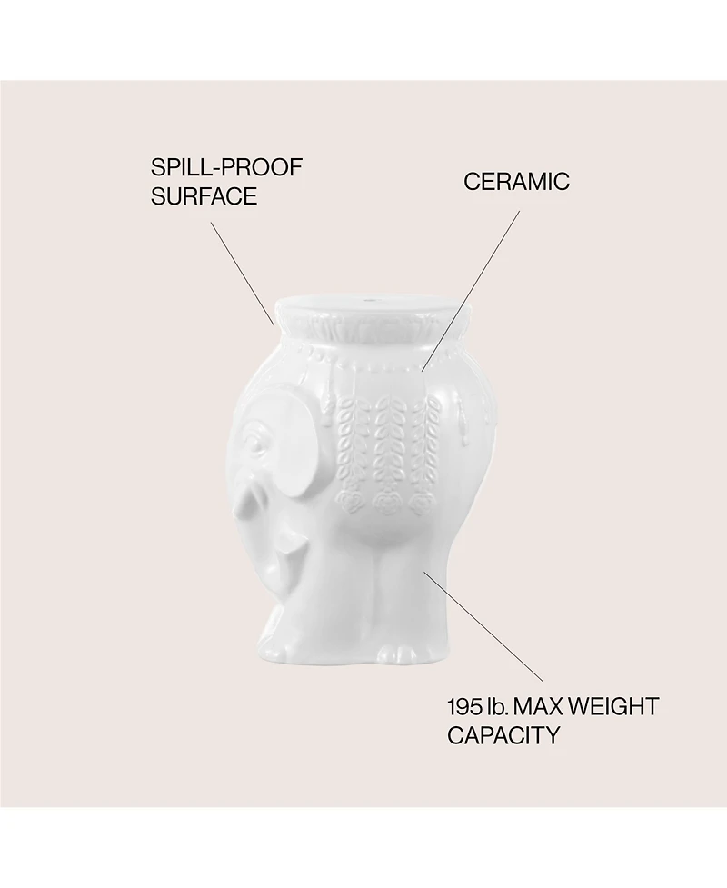 Jonathan Y Orla 18.5" Modern Bohemian Elephant Ceramic Garden Stool, Yellow