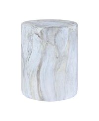 Jonathan Y Troy 16" Modern Minimalist Faux Marble Column Indoor/Outdoor Accent Table, Gray/Gold
