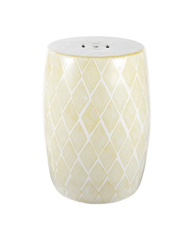 Jonathan Y Moroccan Diamonds 18" Ceramic Drum Garden Stool, Yellow