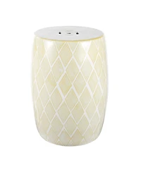Jonathan Y Moroccan Diamonds 18" Ceramic Drum Garden Stool, Yellow
