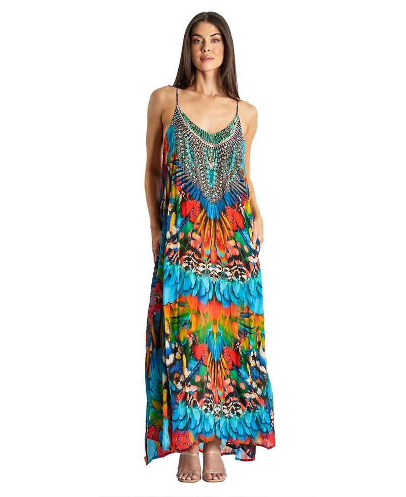 La Moda Clothing Women's Scoop neck t- back maxi dress