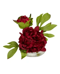 Slickblue Peony with Glass Vase – Set of 3 Elegant Floral Arrangements for Stylish Home Decor