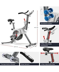 Sunny Health & Fitness Smart Two-stage Transmission Magnetic Belt Drive Upright Exercise Bike