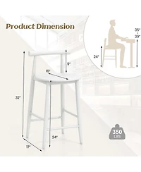 Bar Chair Counter Height Stools Set of 2 with Acacia Wood Frame Supporting Legs