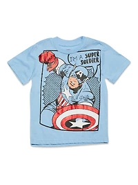 Avengers Little Boys Marvel Captain America Black Panther Iron Man Short Sleeve Graphic T-Shirt