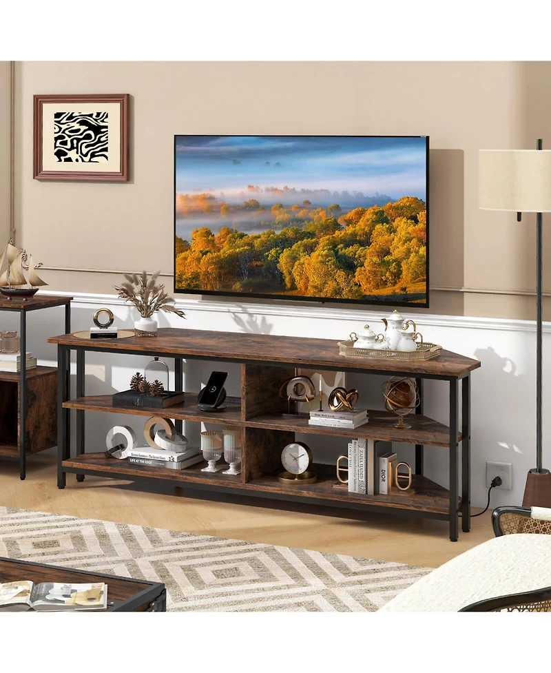 Corner Tv Stand for Tvs up to 65" TV Console Table with Ac Outlets&Usb A Ports