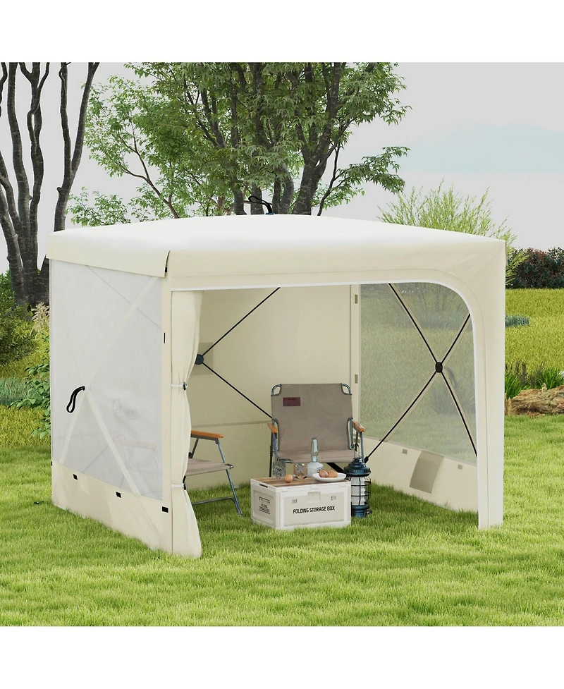 Outsunny 7' x 8' Pop Up Canopy Tent with Curtains, Nettings, Carry Bag