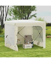 Outsunny 7' x 8' Pop Up Canopy Tent with Curtains, Nettings, Carry Bag