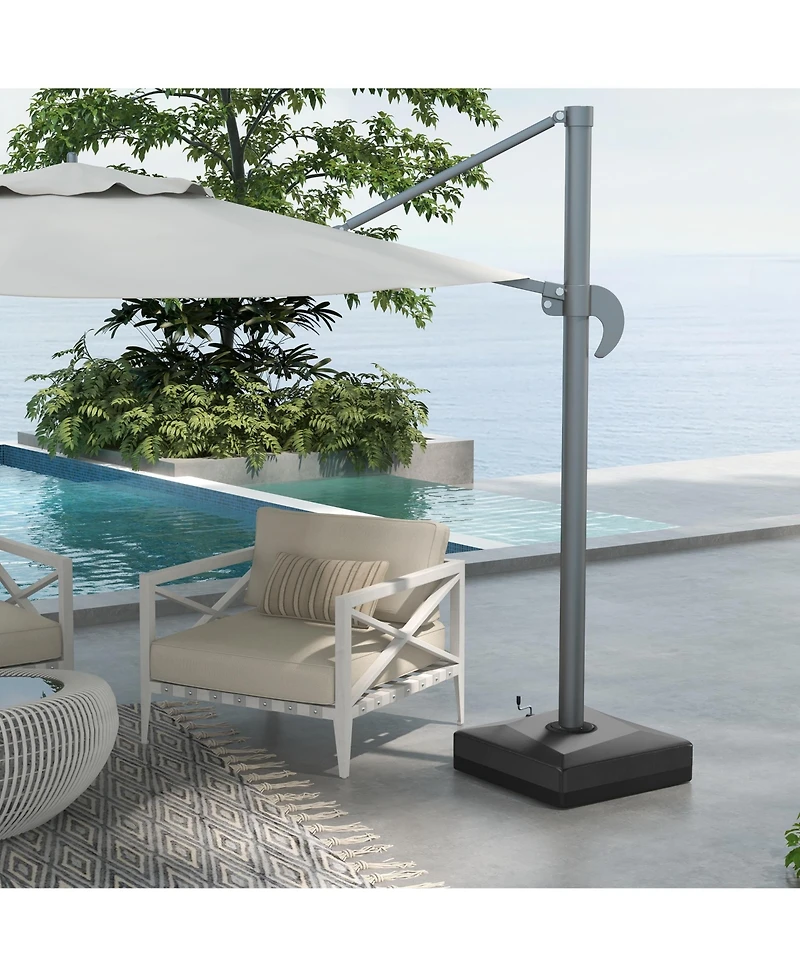 Outsunny 84D-110V02 Cantilever Umbrella Base, Fillable w/ Wheel
