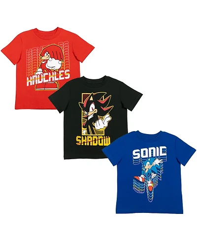 Sega Boys Tails Sonic The Hedgehog Knuckles Shadow 3 Pack Graphic T-Shirts to