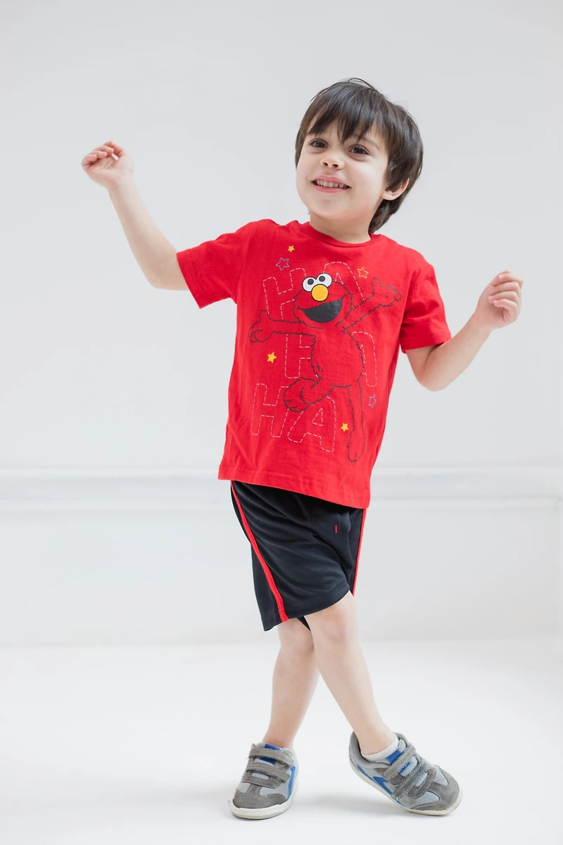 Sesame Street Toddler Boys Elmo's Book of Friends 2 Pack T-Shirts and Board Set