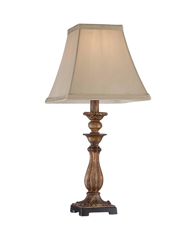 Regency Hill Alzano Cottage Accent Table Lamp 18" High Antique Distressed Light Bronze Square Shade for Bedroom Living Room Bedside Nightstand Of