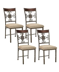 Set of 2 Dining Room Chairs Armless Kitchen with Seat Cushion