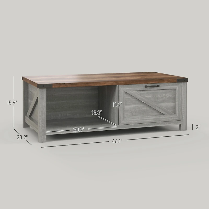 Homcom Farmhouse Table with Storage and Drawer, Distressed