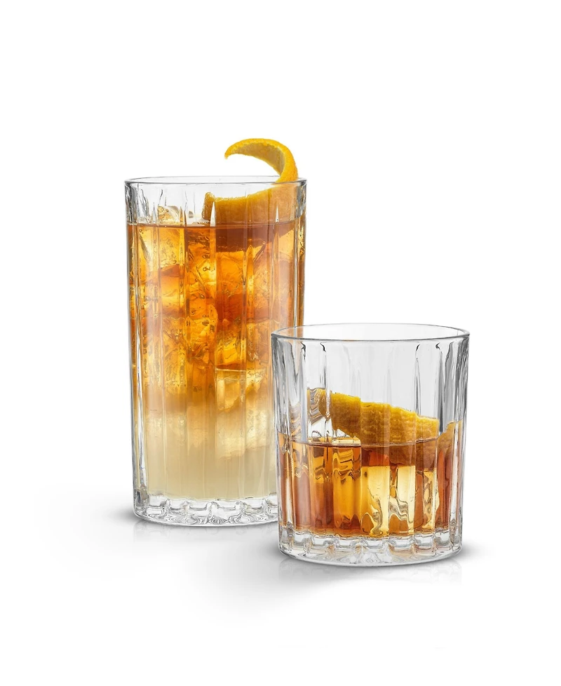 JoyJolt Alina Ribbed Glass Drinkware Set