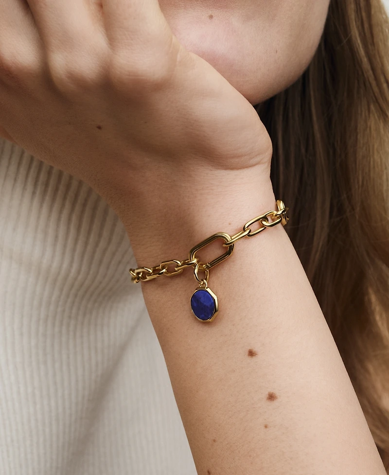 Pandora 14K Gold-Plated Blue Engravable Mini Medallion Charm