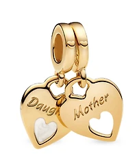 Pandora 14K Gold-Plated Double Heart Split Dangle Charm
