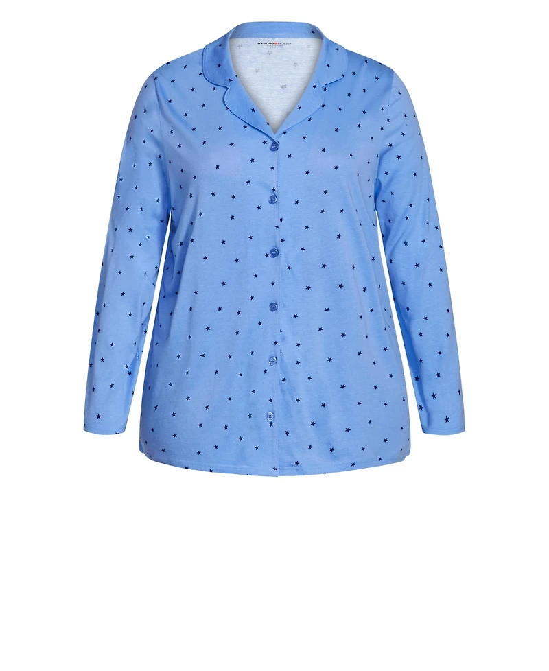 Avenue Women's Plus Button Star Sleep Top
