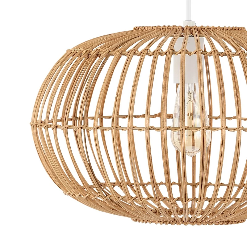Jonathan Y Leo Farmhouse Coastal Rattan Led Pendant