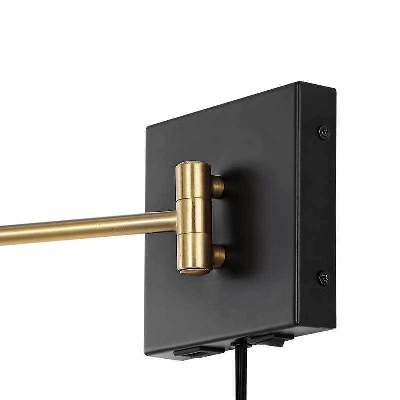 Jonathan Y Hygge Swing Arm Modern Midcentury Iron Usb Charging Port Led Sconce