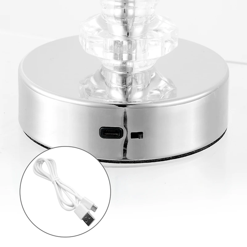 Jonathan Y Lillian Bohemian Classic Acrylic Rechargeable Integrated Led Table Lamp