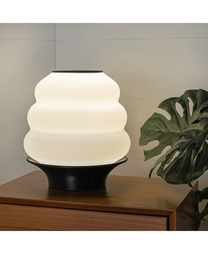 Jonathan Y Honey Pot Minimalist Classic Plant-Based Pla 3D Printed Dimmable Led Table Lamp, White/Brown