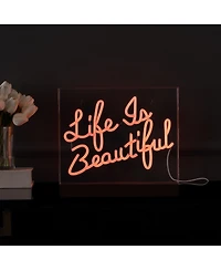 Life Is Beautiful Contemporary Glam Acrylic Box Usb Operated Led Neon Light