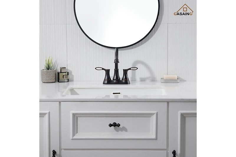 Casainc 4 Inch 2-Handle Centerset Bathroom Sink Faucet