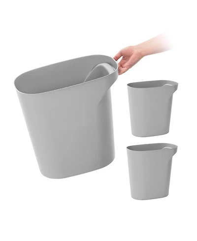 Iris Usa Iris 6 Gallon Plastic Trash-Can for Bathroom-Kitchen-Bedroom, Gray, Set of 3