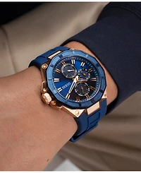 Guess Men's Multi-Function Blue Silicone Watch 46mm