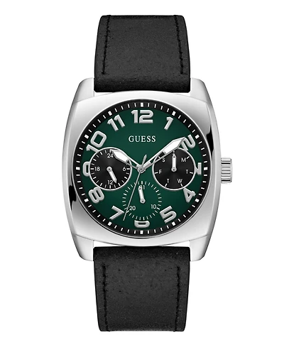 Guess Men's Multi-Function Black Genuine Leather Watch 41mm