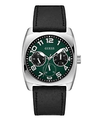 Guess Men's Multi-Function Black Genuine Leather Watch 41mm