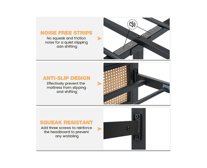 gaomon Queen Bed Frame with Led Lights, Metal Platform Bed Frame with Braided Design Headboard and Footboard, Noise Free Queen Size Mattress Foundatio