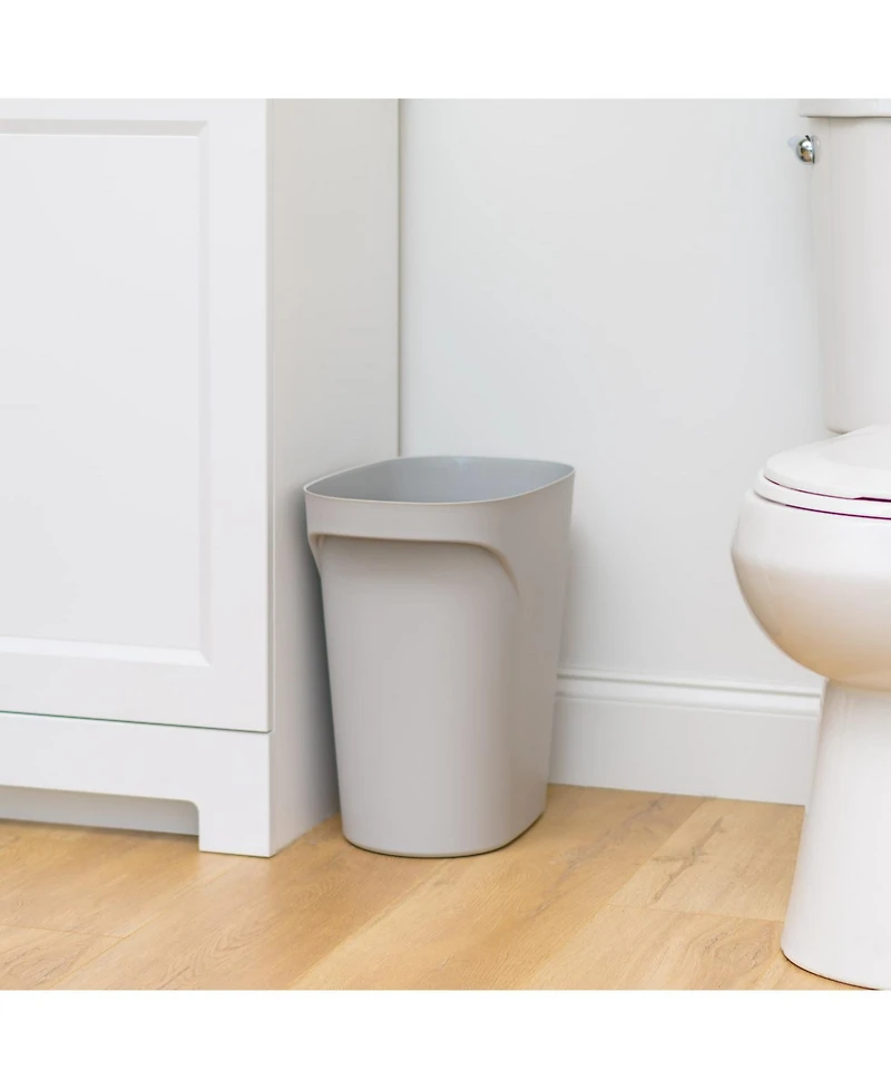 Iris Usa 6 Gallon / 24 Quart Plastic Wastebasket Trash Cans for Home, Office, Bedroom, Bathroom, Gray, 2-Pack
