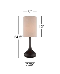 360 Lighting Droplet 24 1/2" High Mid Century Modern Table Lamp Brown Espresso Bronze Finish Metal Tan Cylinder Shade Living Room