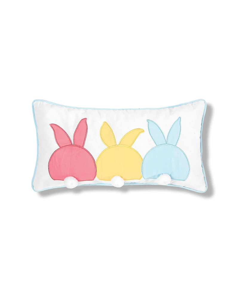 10" x 20" Easter Spring Themed Bunny Bum Spring Applique Small/Petite Accent Throw Pillow