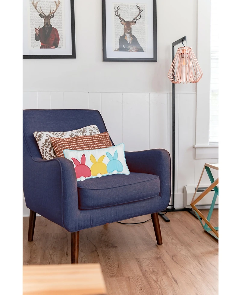 10" x 20" Easter Spring Themed Bunny Bum Spring Applique Small/Petite Accent Throw Pillow