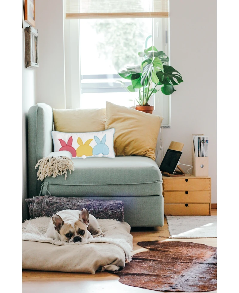 10" x 20" Easter Spring Themed Bunny Bum Spring Applique Small/Petite Accent Throw Pillow